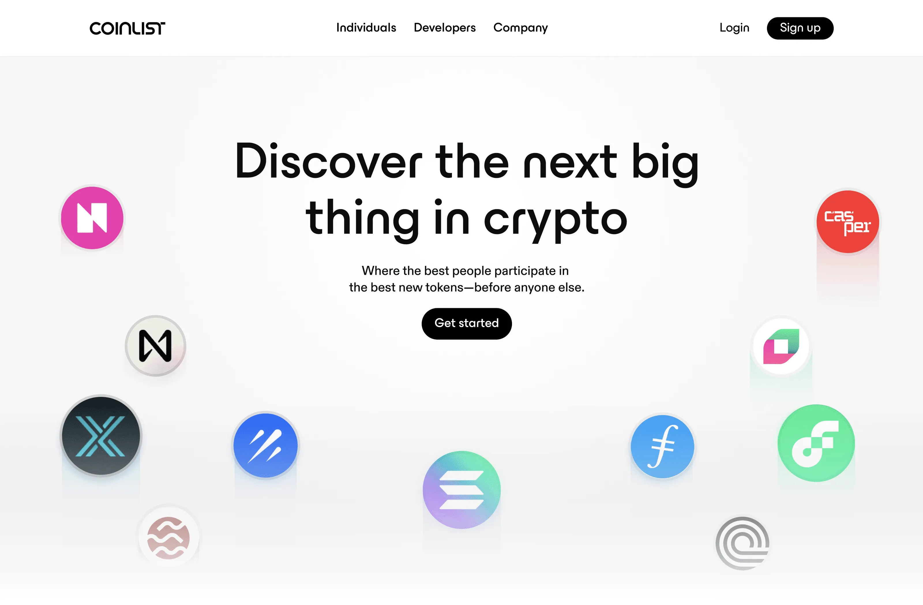 CoinList launch homepage