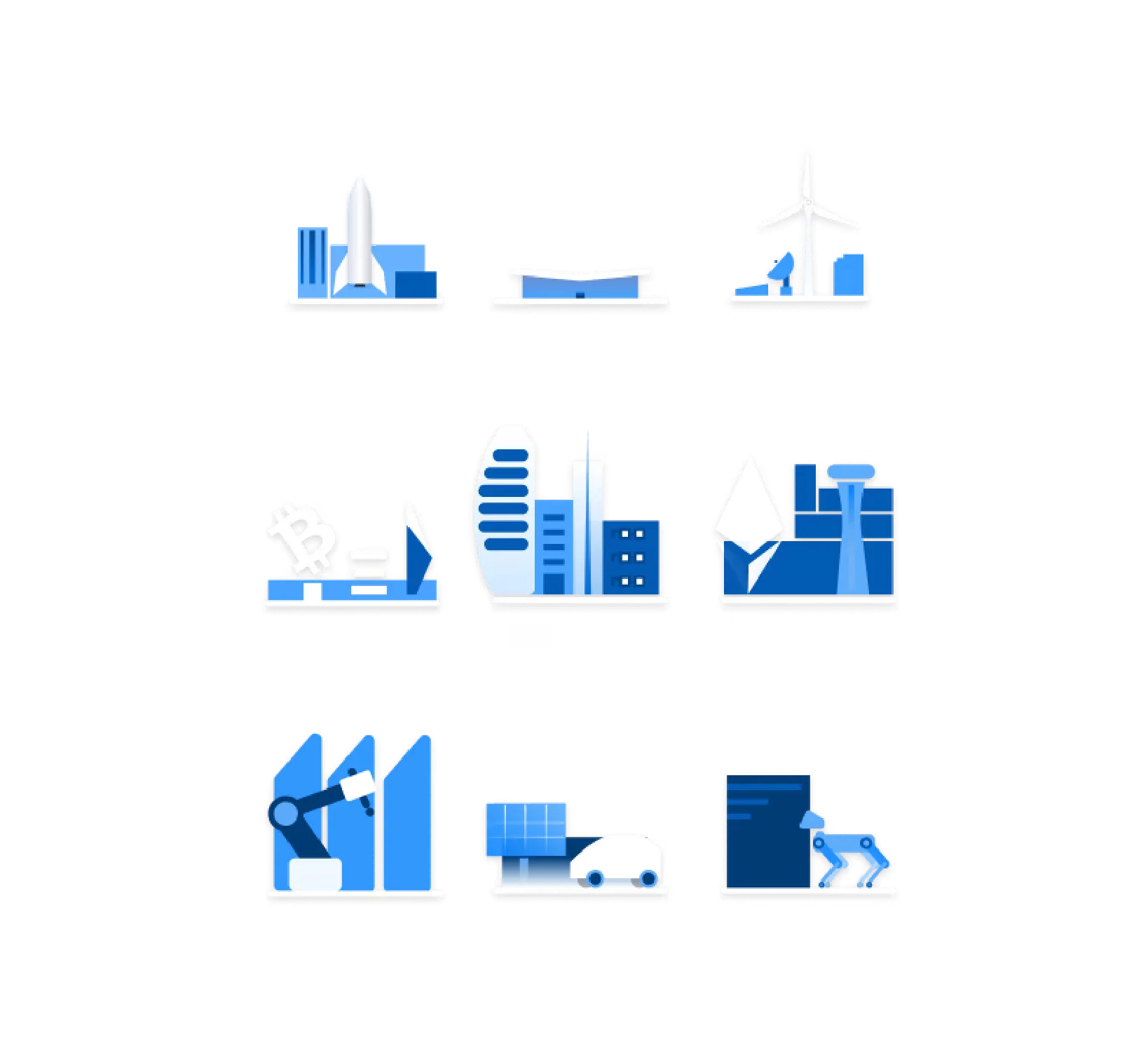 Icon illustrations for the three network states