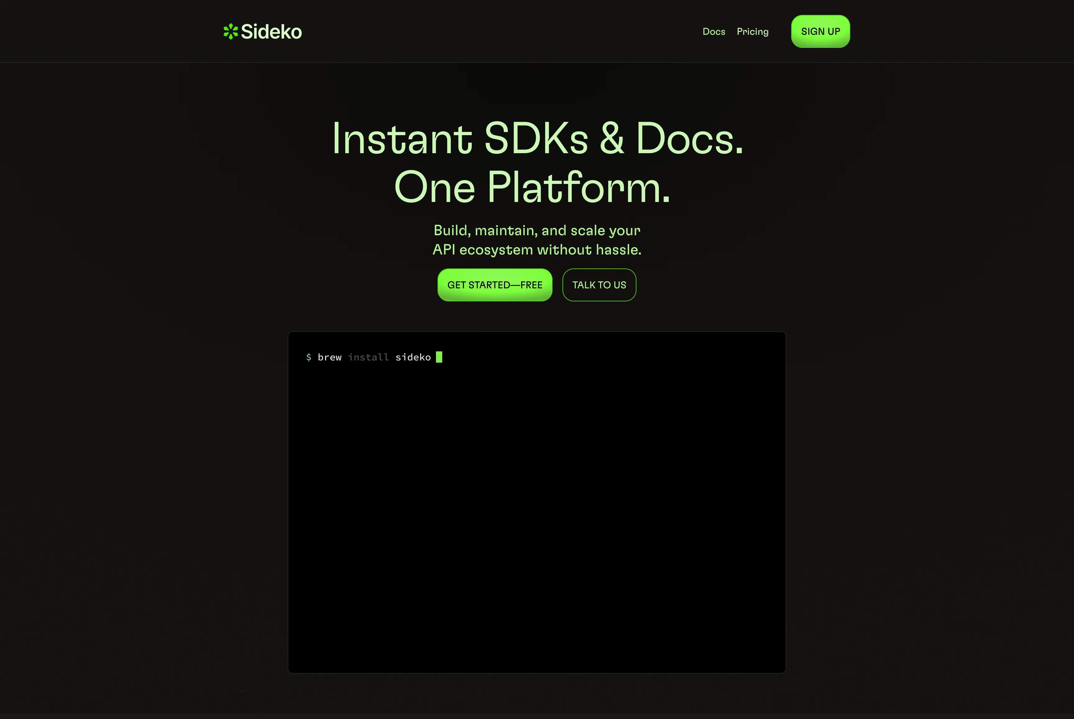 Sideko launch homepage design